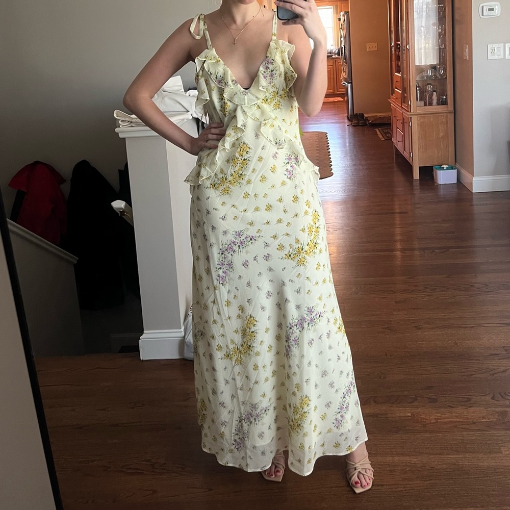 Steve Madden Floral Maxi Dress - Cream, Yellow, Purple